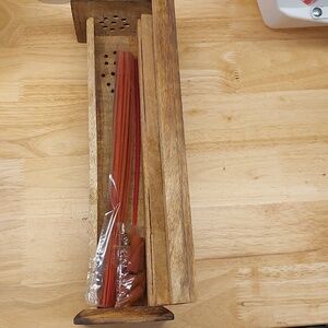 New Unused Hand Carved Ornate Wooden Incense Holder